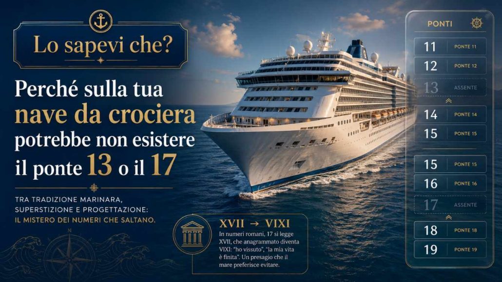 Il ponte fantasma delle navi da crociera: perché a bordo potrebbe non esistere il 13, o addirittura il 17