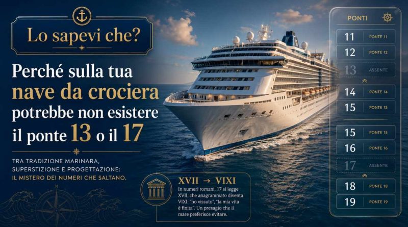 Il ponte fantasma delle navi da crociera: perché a bordo potrebbe non esistere il 13, o addirittura il 17
