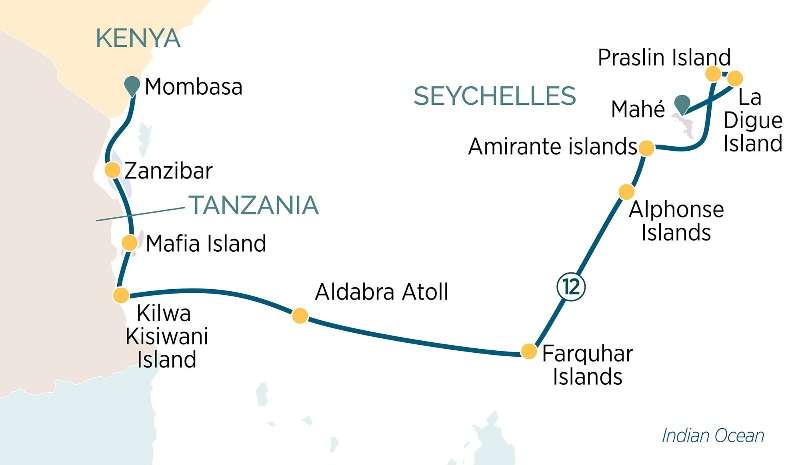 Seychelles, Aldabra e Zanzibar: la crociera in cui l’Oceano Indiano diventa un viaggio per 128 ospiti
