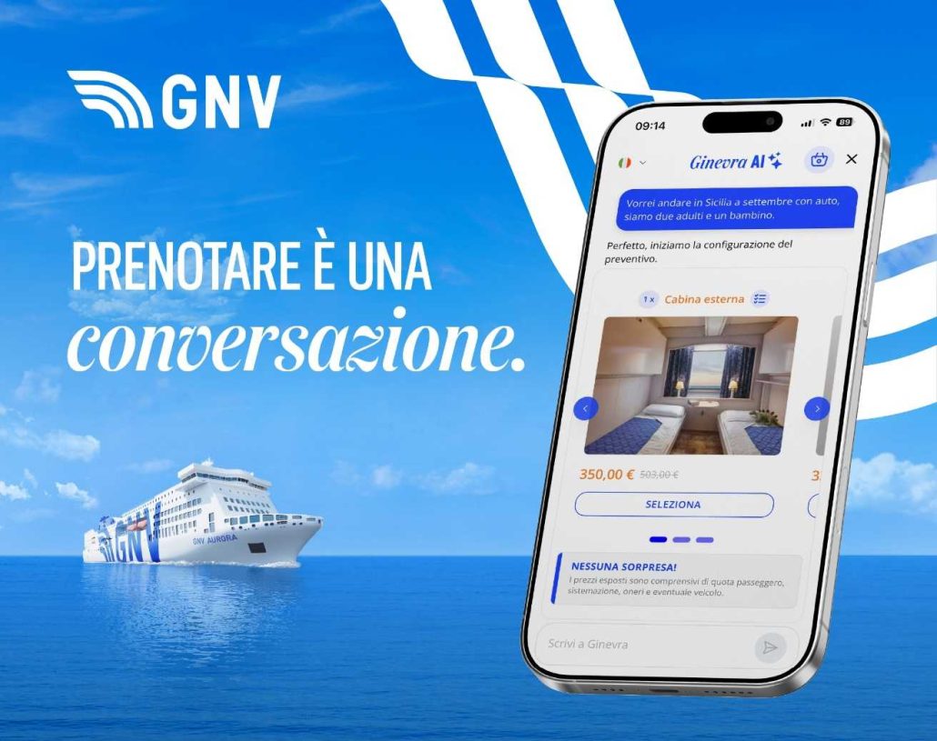 GNV porta l’intelligenza artificiale nella prenotazione: biglietti in chat, check-in mobile e nuovo club fedeltà