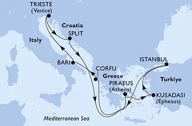 MSC Seaview cambia mare: nel 2028 debutta tra Grecia, Turchia e Adriatico